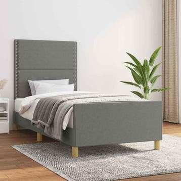 vidaXL Bedframe zonder matras 100x200 cm stof donkergrijs, Verzenden