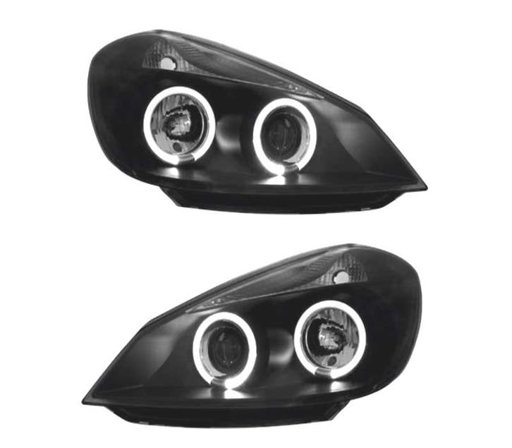 PHARES RENAULT CLIO 05-09 ANGEL EYES FOND NOIR, Autos : Pièces & Accessoires, Éclairage, Envoi