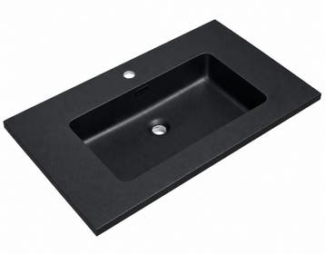 Badplaats Wastafel Angela 80 x 48 cm - Zwart - Wasbak, Verzenden