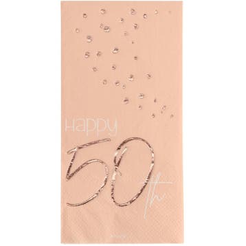 Servetten 50 Jaar Rose Goud 33cm 10st, Verzenden
