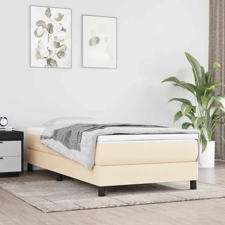 vidaXL Boxspring bed 80x200 cm stof crèmekleurig, Huis en Inrichting, Slaapkamer | Bedden, Nieuw, Verzenden