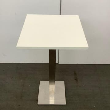 statafel op metalen poot, Hoogte 113 cm, Wit - RVS, Huis en Inrichting, Tafelonderdelen, Gebruikt