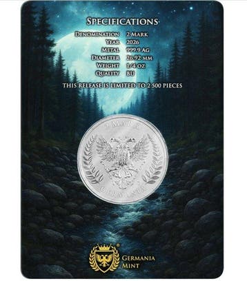 Duitsland. 2 Mark 2026 Germania – 1/4 oz Silver Coin – Ag