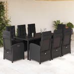 vidaXL 9-delige Tuinset poly rattan zwart, Verzenden, Nieuw, Tuinset
