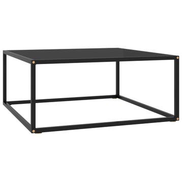 vidaXL Salontafel met zwart glas 80x80x35 cm zwart, Huis en Inrichting, Tafels | Salontafels, Verzenden, Nieuw