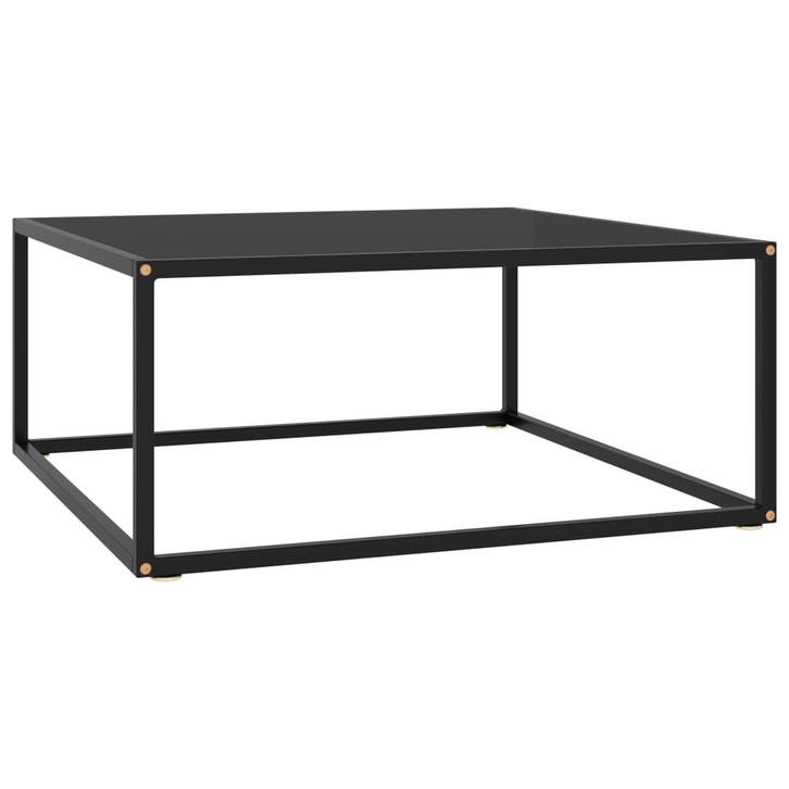 vidaXL Salontafel met zwart glas 80x80x35 cm zwart, Huis en Inrichting, Tafels | Salontafels, Nieuw, Verzenden