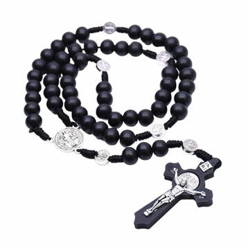 Fako Bijoux - Rozenkrans Ketting - Hout - Zwart - 10mm, Verzenden