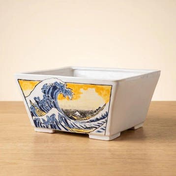 La Grande Vague – Pot à bonsaï en céramique peint à la main