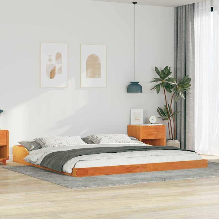 vidaXL Bedframe Wasbruin 180 x 210 cm Massief grenenhout, Maison & Meubles, Chambre à coucher | Lits, Envoi