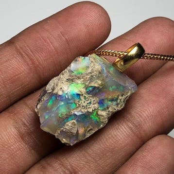 Metaal - Bel hanger - Sprankelend Opal rauw