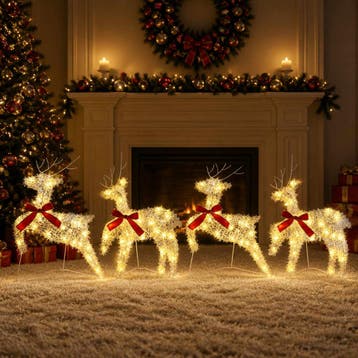 vidaXL Kerst Rendier 4 st 80 LEDs Warmwit, Verzenden, Nieuw