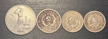 Rusland, Sovjet-Unie (USSR) Lot of 4 coins, incl. silver