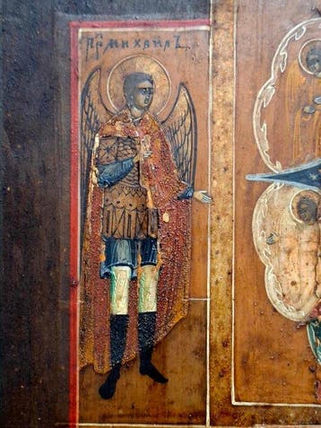 Icoon - Moeder Gods, Nikolaas de Wonderdoener - Hout, Brons
