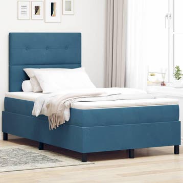 vidaXL Boxspring bed met hoofdeinde Donkerblauw 120 x 200 cm, Verzenden, Nieuw