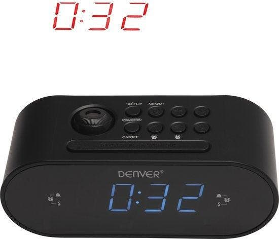 2dekans | Denver Wekkerradio met Projectie - FM Radio - 180°, Audio, Tv en Foto, Tuners, Ophalen of Verzenden