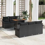 vidaXL Tuinbank Set 7 pcs Zwart Poly rattan en gepoedercoat, Verzenden