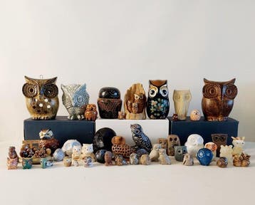 Beeldje - Collectie uiltjes (45) - klei, hars, hout,