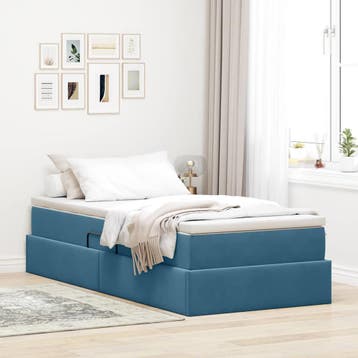 vidaXL Opbergbed met matras met opslag Donkerblauw 90 x 200, Verzenden