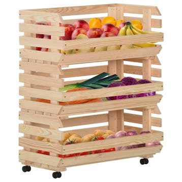 vidaXL Groentetrolley 77x30x80 cm massief grenenhout, Verzenden, Nieuw