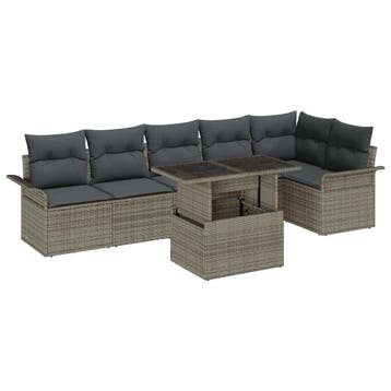 vidaXL Tuinbank Set met kussen met opslag 7 pcs Grijs Poly, Verzenden, Nieuw