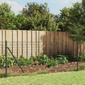 vidaXL Draadgaashek met grondankers 1x25 m antracietkleurig, Verzenden, Nieuw