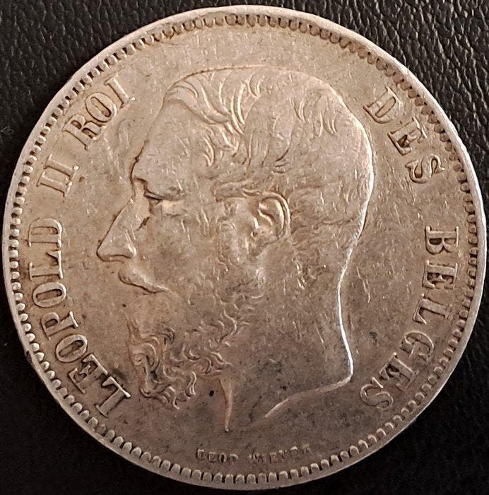 België. Leopold II. 5 Francs petite tête 1870 Position A, Timbres & Monnaies, Monnaies | Pays-Bas