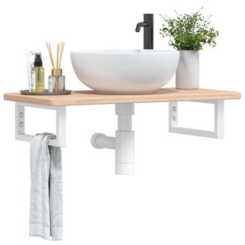 vidaXL Badkamer wandschap staal en massief eikenhout, Verzenden