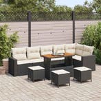 vidaXL Tuinbank Set 10 pcs Zwart poly rattan, Verzenden