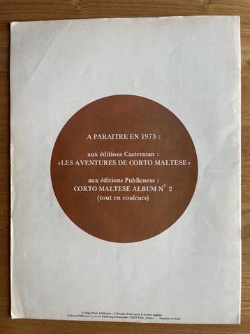 Corto Maltese - B - EO Anglaise - 1 Album - 1972