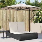 vidaXL Ligbed 2-persoons met kussens poly rattan zwart, Verzenden