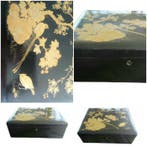 Suzuribako-doos - zwart en goud gelakt hout - Japan - Meiji