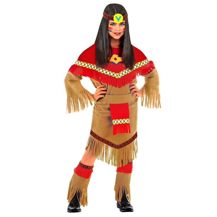 Indiaanse Jurk Rood Bruin Meisje, Kinderen en Baby's, Carnavalskleding en Verkleedspullen, Nieuw, Verzenden