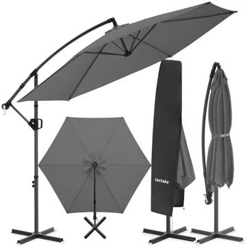 Parasol Artemis, 360° draaibaar, kantelbaar, 3 x 3 m - grijs, Verzenden