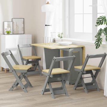 vidaXL Klapstoelen 4 stuks Corona Grijs Massief Grenenhout, Huis en Inrichting, Verzenden, Nieuw