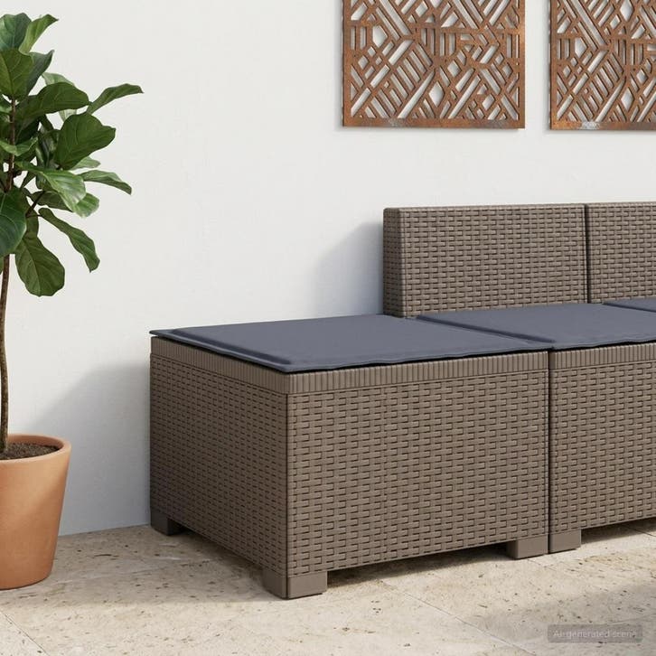 vidaXL Eén-zits Tuin Sofa met Kussen Rieten Look PP, Tuin en Terras, Tuinsets en Loungesets, Nieuw, Verzenden