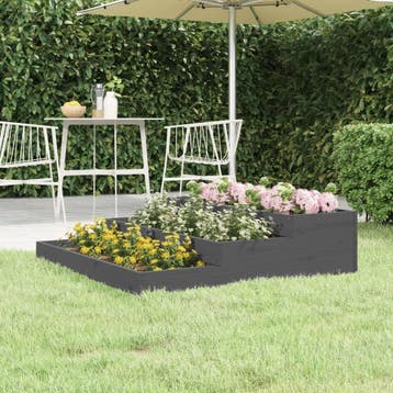 vidaXL Plantenbak 107x107x27 cm massief grenenhout grijs, Verzenden