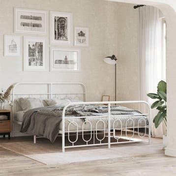 vidaXL Bedframe met hoofd- en voeteneinde metaal wit 140x200, Huis en Inrichting, Verzenden, Nieuw