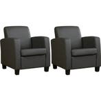 Set van 2 Leren fauteuils Joy - Toledo Antracite, Nieuw, Ophalen of Verzenden, 50 tot 75 cm, Leer