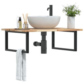 vidaXL Badkamer wandschap staal en massief acaciahout, Verzenden, Nieuw