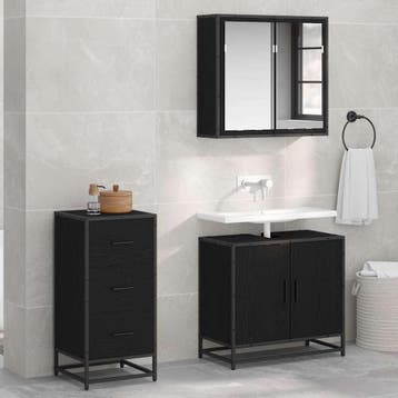 vidaXL Dressoir Zwart Eiken 35.5 x 35 x 76 cm, Verzenden, Nieuw