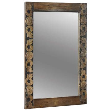 vidaXL wandspiegel Walnootbruin 70 x 50 cm Bewerkt hout en, Huis en Inrichting, Woonaccessoires | Spiegels, Verzenden, Nieuw