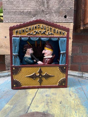 Decoratief ornament - Mechanische spaarpot Punch and Judy, Antiek en Kunst