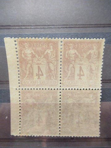 Frankrijk 1877 - oude VO Cérès blok van 4 Sage 4c lila-bruin, Gestempeld