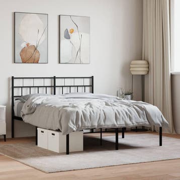 vidaXL Bedframe met hoofdbord metaal zwart 120x200 cm, Verzenden