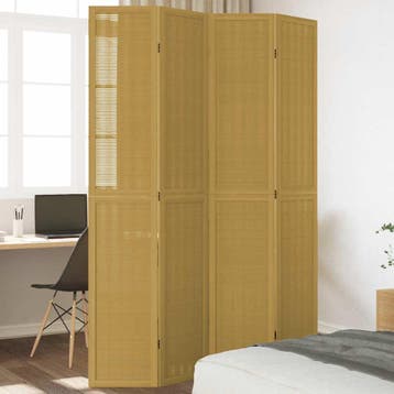 vidaXL Kamerscherm met 4 panelen massief paulowniahout bruin, Verzenden, Nieuw