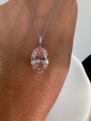 Halsketting - 14 karaat Witgoud - 5.50ct. tw. Roze Diamant, Nieuw