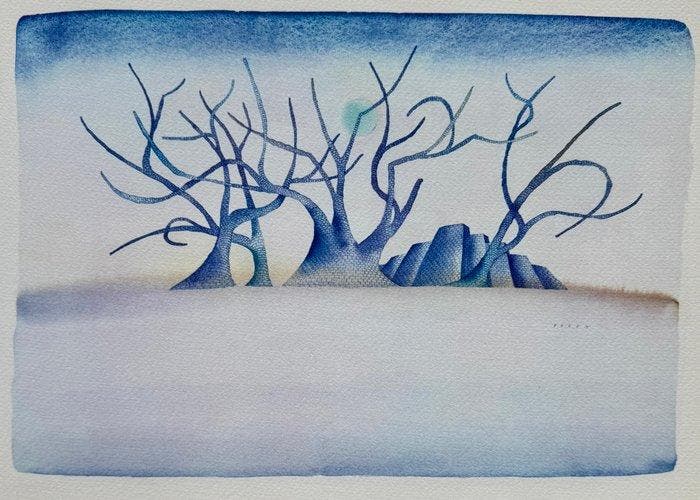 Jean-Michel Folon (1934-2005) - Paysage surréaliste, Antiquités & Art, Antiquités | Autres Antiquités