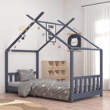 vidaXL Kinderbedframe massief grenenhout grijs 90x200 cm, Kinderen en Baby's, Verzenden, Nieuw