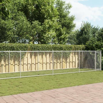 vidaXL Hondenhok met deur 12x2x1,5 m gegalvaniseerd staal, Verzenden