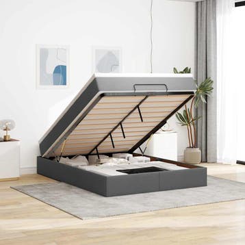 vidaXL Ottoman bed met matras 140x190cm stof donkergrijs, Verzenden